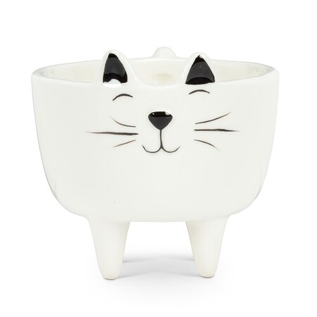 Cama 3.5 in. Ceramic Cat Planter, White - Small CA2461729